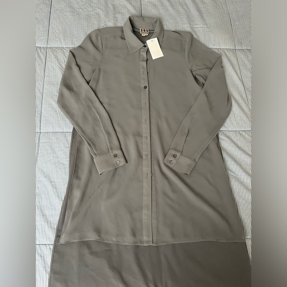 Haute Hippie Gray High Low Button-Up Shirt